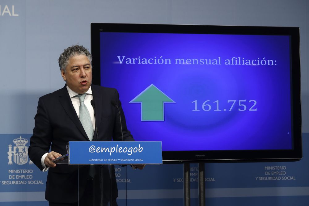 El secretario de Estado de Seguridad Social, Tomás Burgos, presenta los datos de marzo.