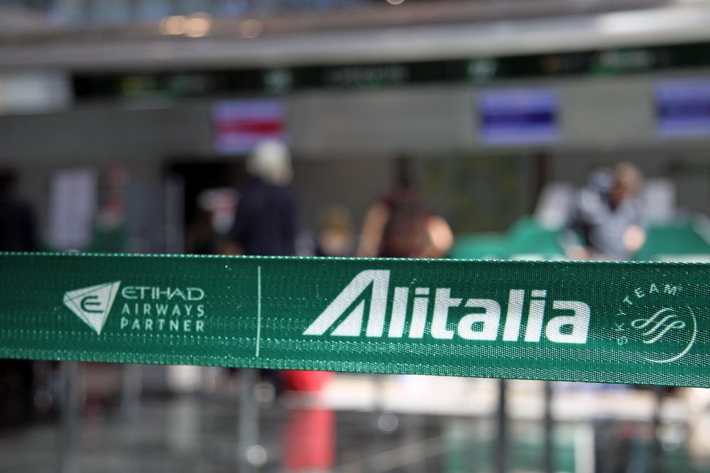 Vista de una cinta de la compañía Alitalia.