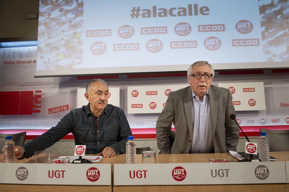 Los secretarios generales de CCOO y UGT, Ignacio Fernández Toxo y Pepe Álvarez.