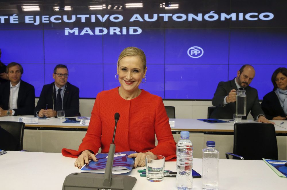 La presidenta de la Comunidad de Madrid y presidenta del PP de Madrid, Cristina Cifuentes, durante el Comité Ejecutivo Autonómico del partido.