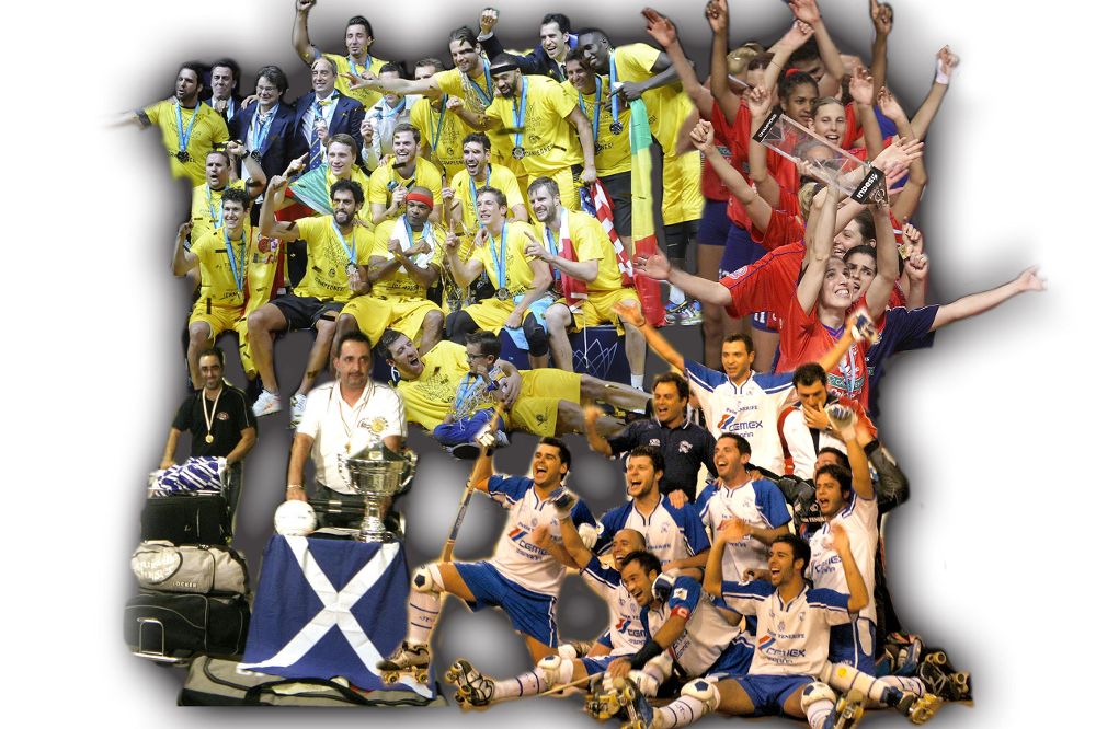 Fotomontaje con las celebraciones del CBCanarias 2017, CV Marichal 2004, Rojos 2005 y CP Tenerife 2008.