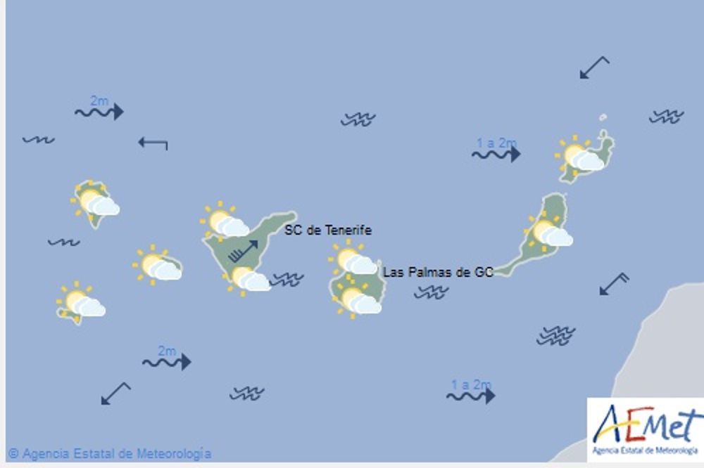 Mapa de la Agencia Estatal de Meteorología válido para hoy de 12 a 24 horas.