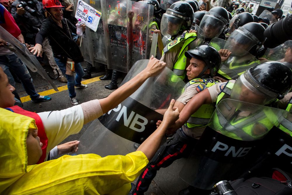 Manifestación opositora en Venezuela.