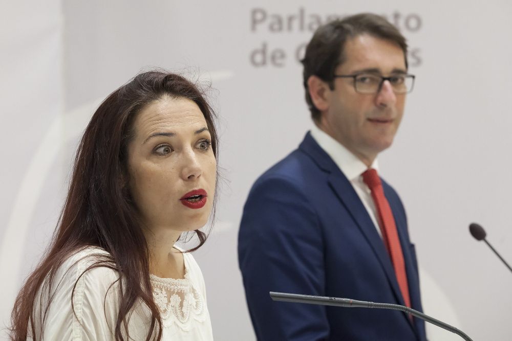 La presidenta y el portavoz del Grupo Parlamentario Socialista, Patricia Hernández (i) y el diputado socialista Iñaki Lavandera.