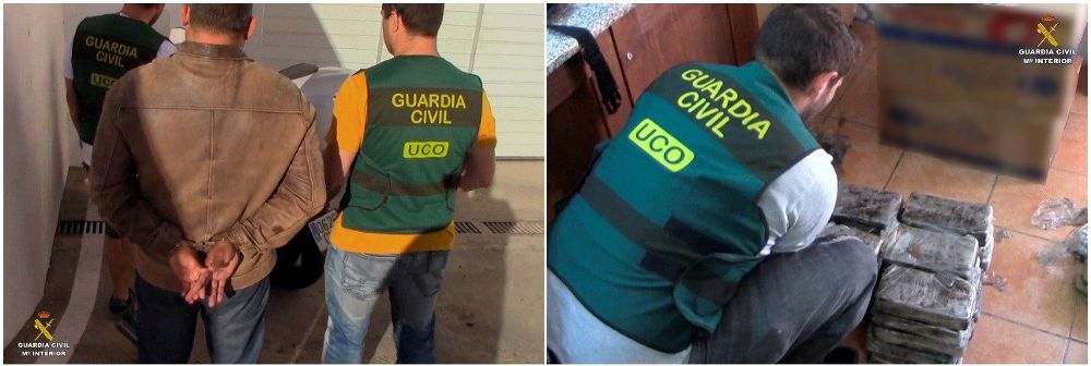 Fotografía facilitada por la Guardia Civil de la operación en la que ha intervenido más de 180 kilos de cocaína y ha detenido a 13 españoles y colombianos.