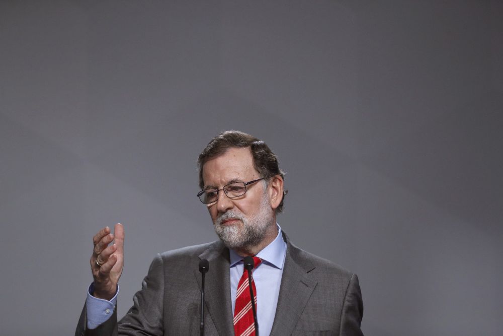 Mariano Rajoy durante su comparecencia hoy tras presidir la reunión del Comité Ejecutivo Nacional del PP.