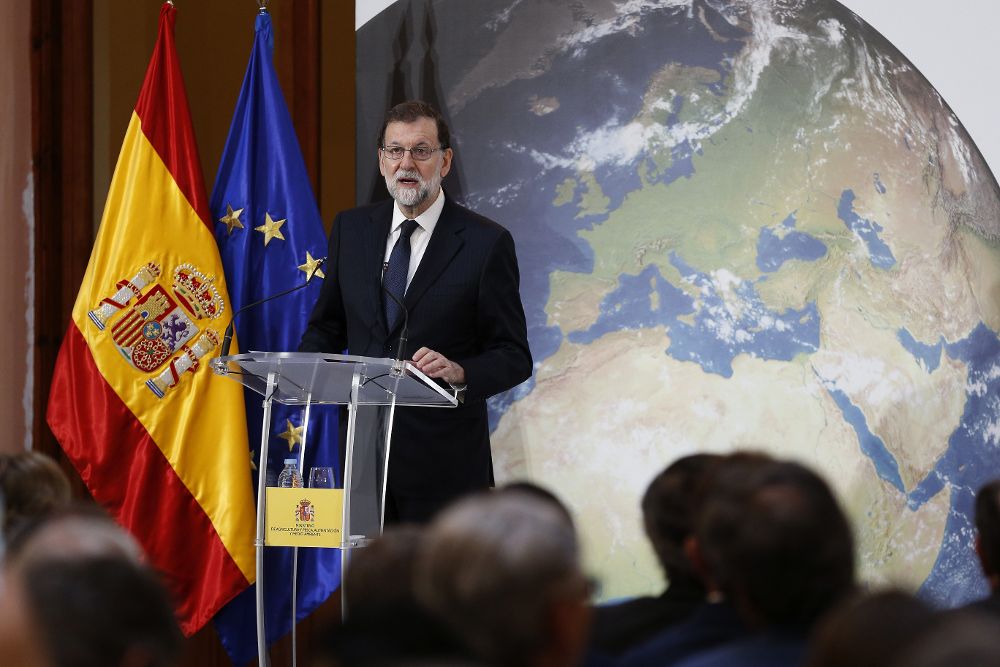 El presidente del Gobierno,Mariano Rajoy, en la inauguración de dos jornadas de debate sobre lucha contra el cambio climático, en París.