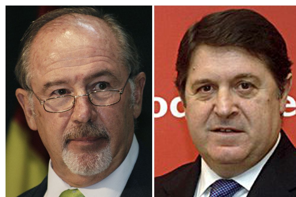 El expresidente de Bankia, Rodrigo Rato (i) y el exvicepresidente José Luis Olivas.
