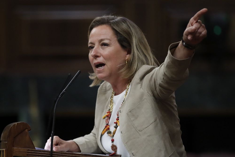 La diputada de Coalición Canaria (CC), Ana Oramas, durante su intervención esta tarde en el debate en el pleno del Congreso.