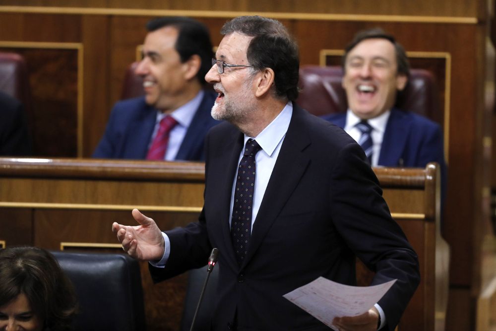 El presidente del Gobierno, Mariano Rajoy, durante su intervención en la sesión de control al Gobierno hoy en el Congreso de los Diputados.