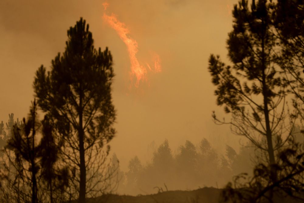 El humo cubre el bosque quemado de Alto do Soeirinho, ayer, miércoles, en Pampilhosa da Serra (Portugal). 