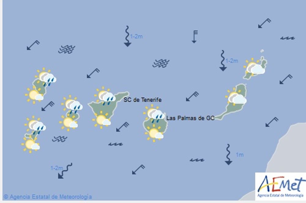 Mapa facilitado por la Agencia Estatal de Meteorología, valido para hoy, hasta las doce del mediodía.