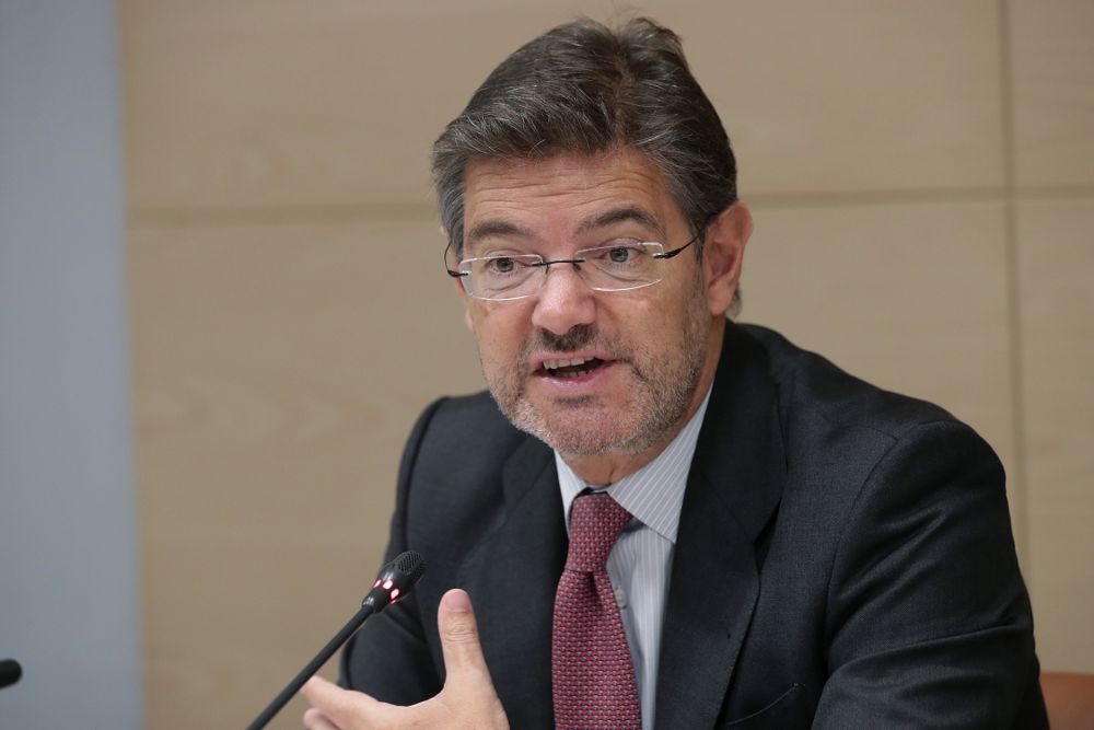El ministro de Justicia, Rafael Catalá, hoy durante la inauguración de la jornada "El nuevo marco jurídico de la protección de datos y su incidencia en la Abogacía".