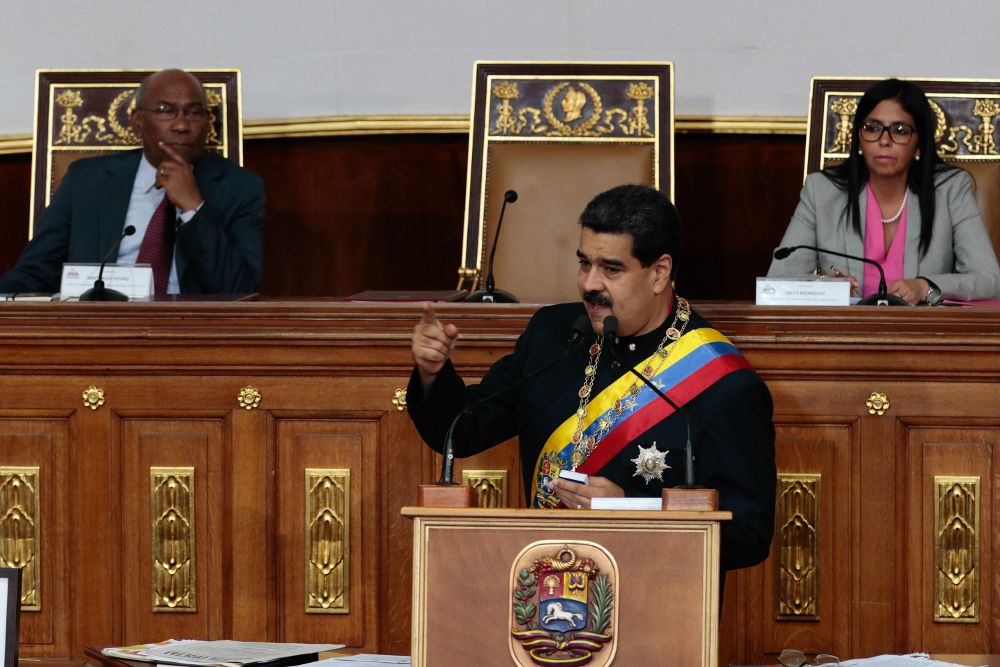 Nicolás Maduro mientras participa en un acto de la Asamblea Nacional Constituyente, ayer, jueves.