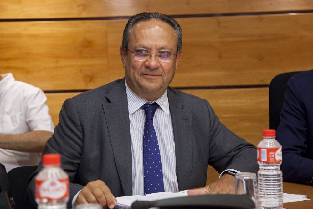 El consejero de Hacienda y Administraciones Públicas, Juan Alfonso Ruiz Molina, durante su comparecencia en la Comisión de Economía y Presupuestos.