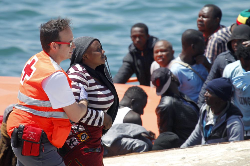 Inmigrantes rescatados en Tarifa, en una imagen precedente.