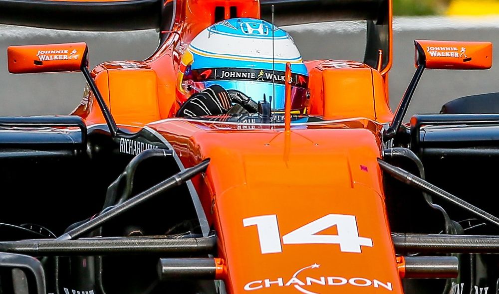 Fernando Alonso, en las rondas de clasificación en el circuito belga.
