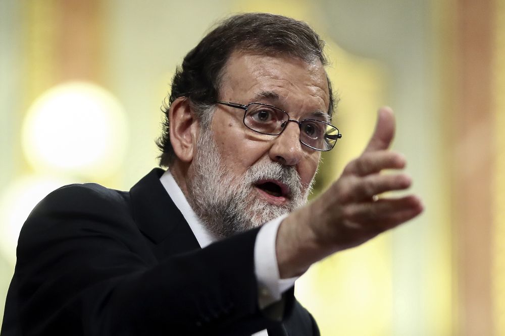 El presidente del Gobierno, Mariano Rajoy, durante su comparecencia en el pleno extraordinario celebrado hoy en el Congreso.