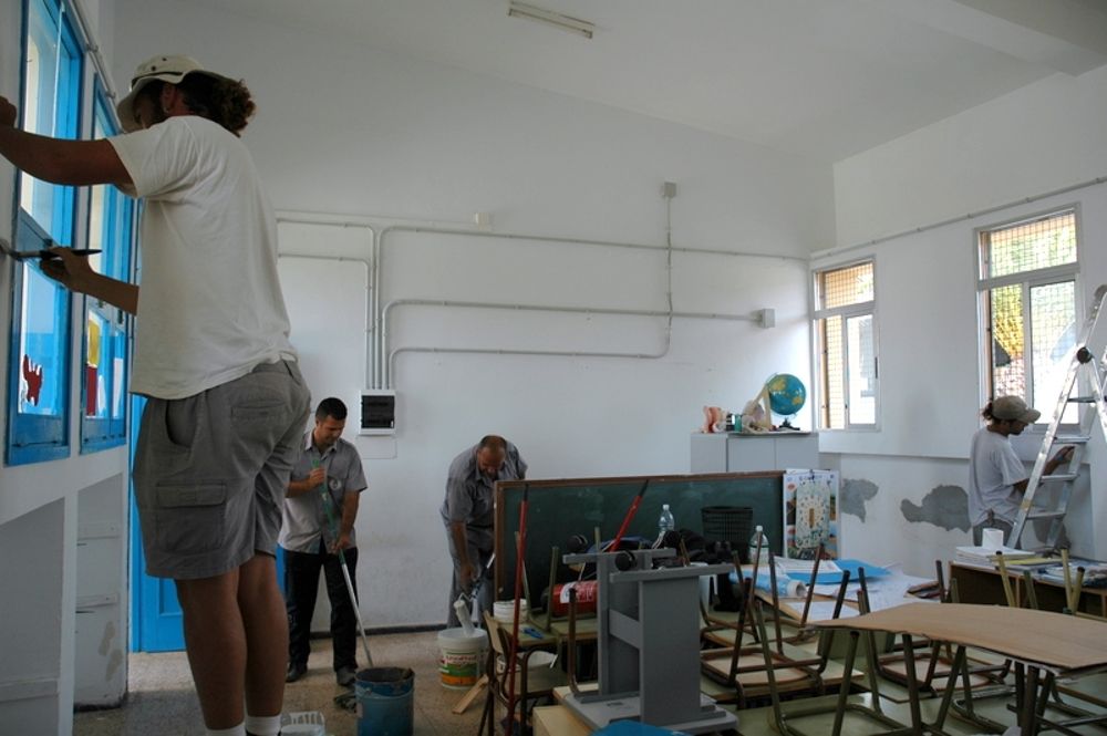 Obras en un aula de un centro de Pájara (Fuerteventura).