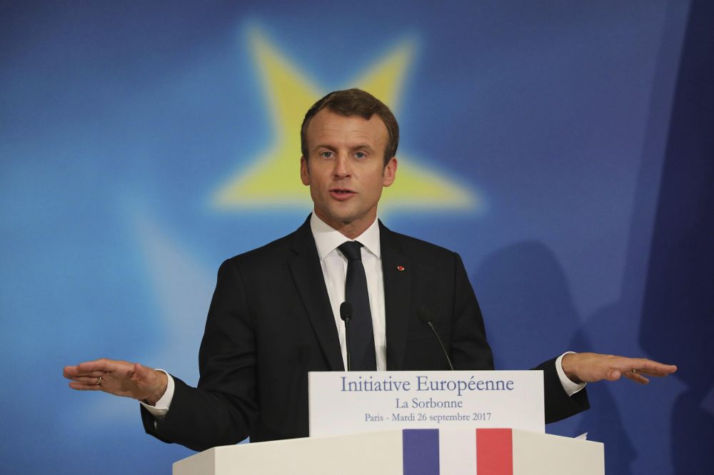 El presidente francés, Emmanuel Macron, pronuncia un discurso en la Universidad parisina de La Sorbona.