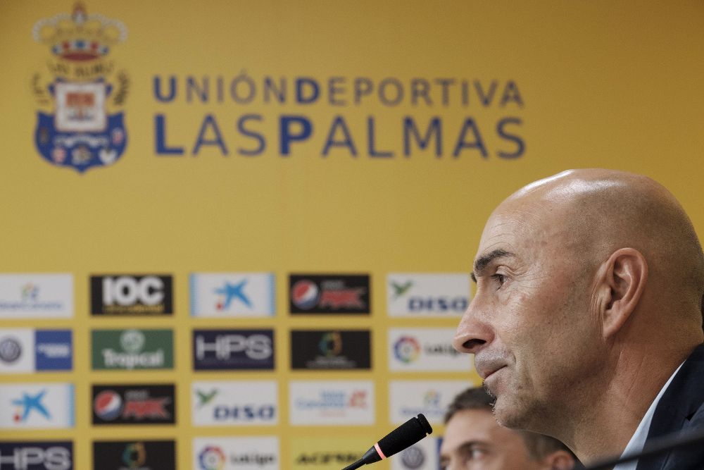 El gipuzcuano Pako Ayestarán, el día que fue presentado como nuevo técnico de la Unión Deportiva Las Palmas.