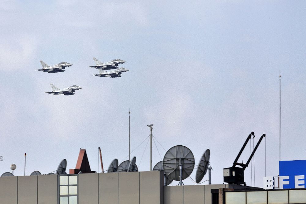 Aeronaves Eurofighter del Ejército del Aire durante el desfile del Día de la Fiesta Nacional.