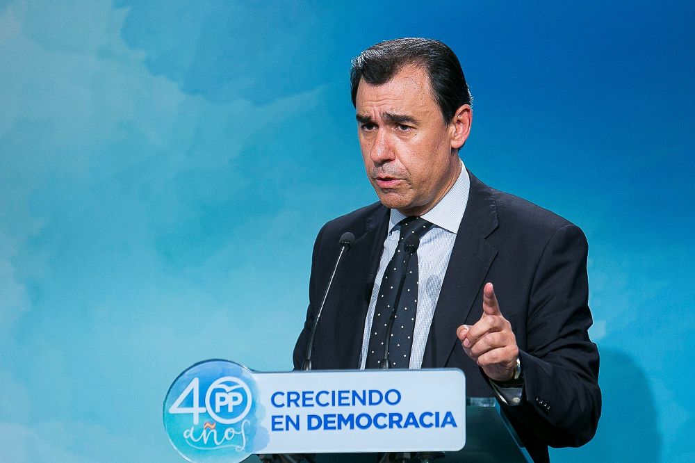 Fernando Martínez-Maíllo durante la rueda de prensa que ha ofrecido en la sede de Génova.