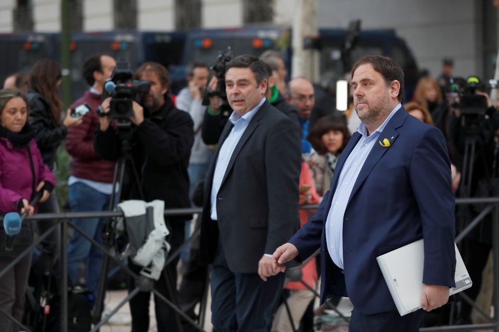 EL vicepresidente cesado de la Generalitat de Cataluña, Oriol Junqueras, a su llegada a la sede de la Audiencia Nacional.