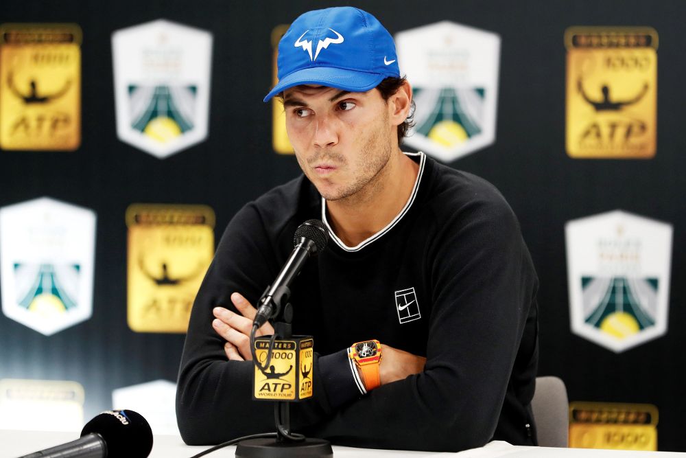 Rafael Nadal ofrece una rueda de prensa para anunciar que se retira del Masters 1.000 de París-Bercy.