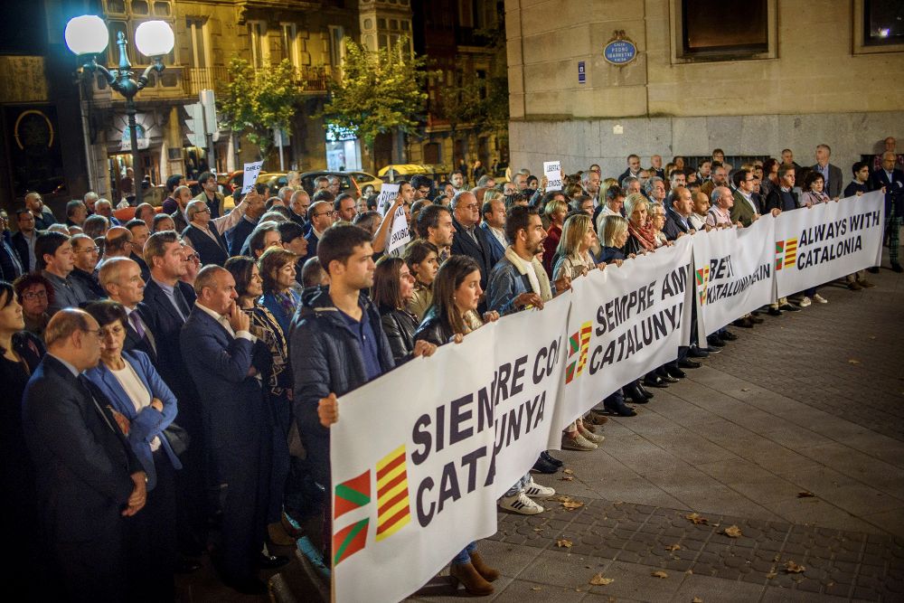 Un momento de la concentración de la Asamblea Nacional del PNV, que bajo el lema "Siempre con Catalunya" se ha celebrado hoy en Bilbao.