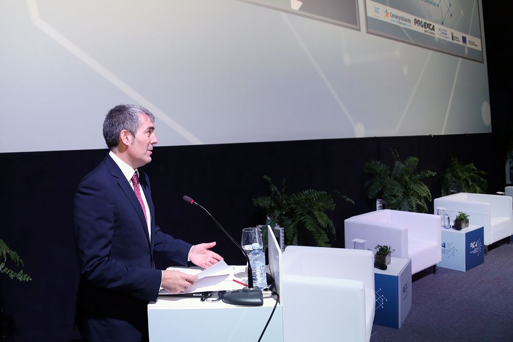 El presidente del Gobierno canario, Fernando Clavijo, en un acto sobre empresas en el exterior.