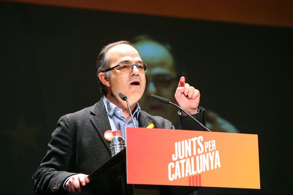 El exconseller y candidato de Junts per Catalunya Jordi Turull durante un mitin.