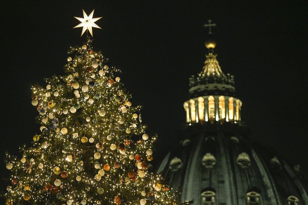 El árbol de Navidad instalado en la Plaza de San Pedro en Ciudad del Vaticano.
