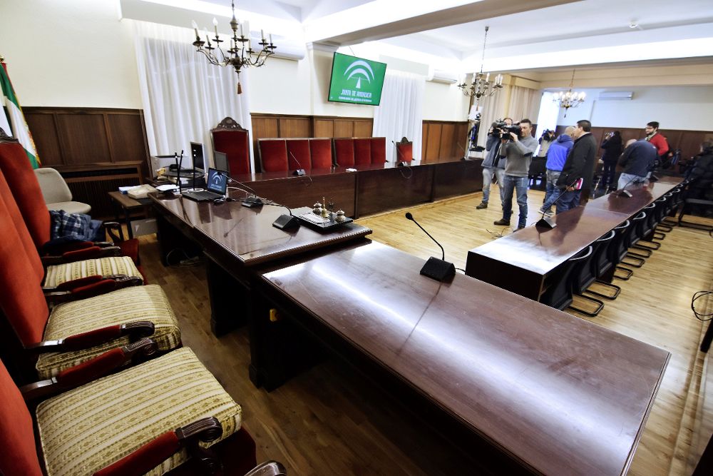 Vista de la sala de la Audiencia de Sevilla donde se juzgará la macrocausa de los ERE.