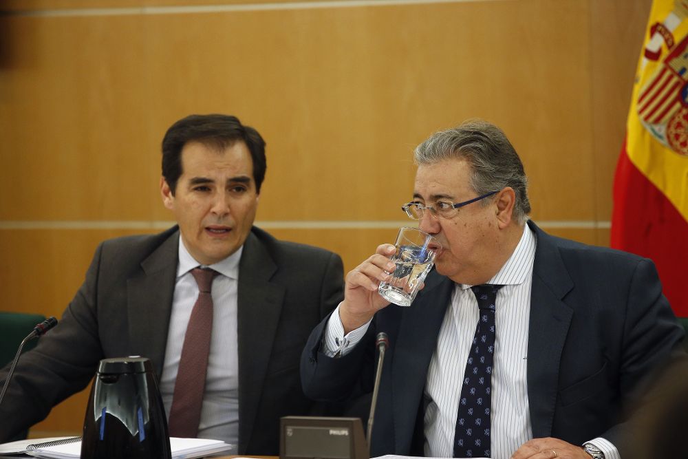 El ministro del Interior, Juan Ignacio Zoido (d), y el secretario de Estado de Seguridad, José Antonio Nieto.
