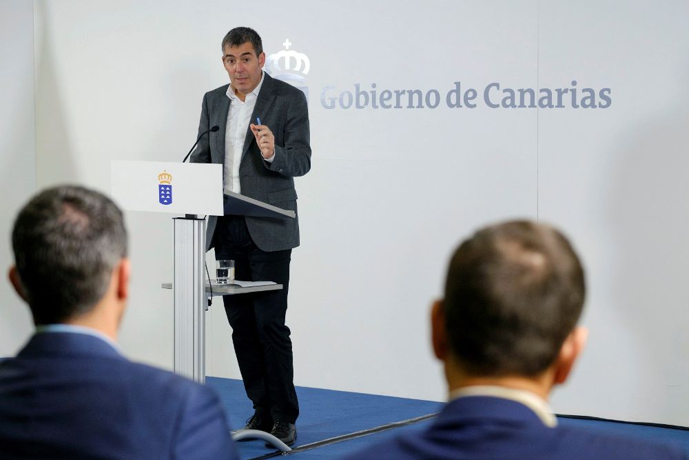 El presidente de Canarias, Fernando Clavijo, compareció hoy en conferencia de prensa tras la primera reunión del Consejo de Gobierno de 2018.