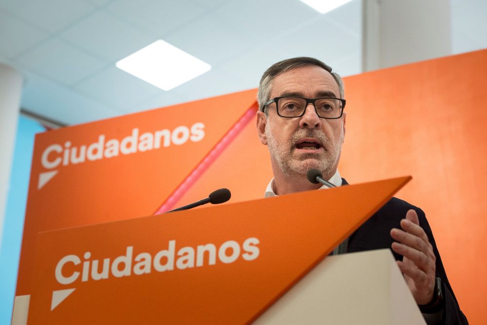 El secretario general de Ciudadanos (Cs), José Manuel Villegas, ofrece una rueda de prensa sobre actualidad en la sede de la formación.