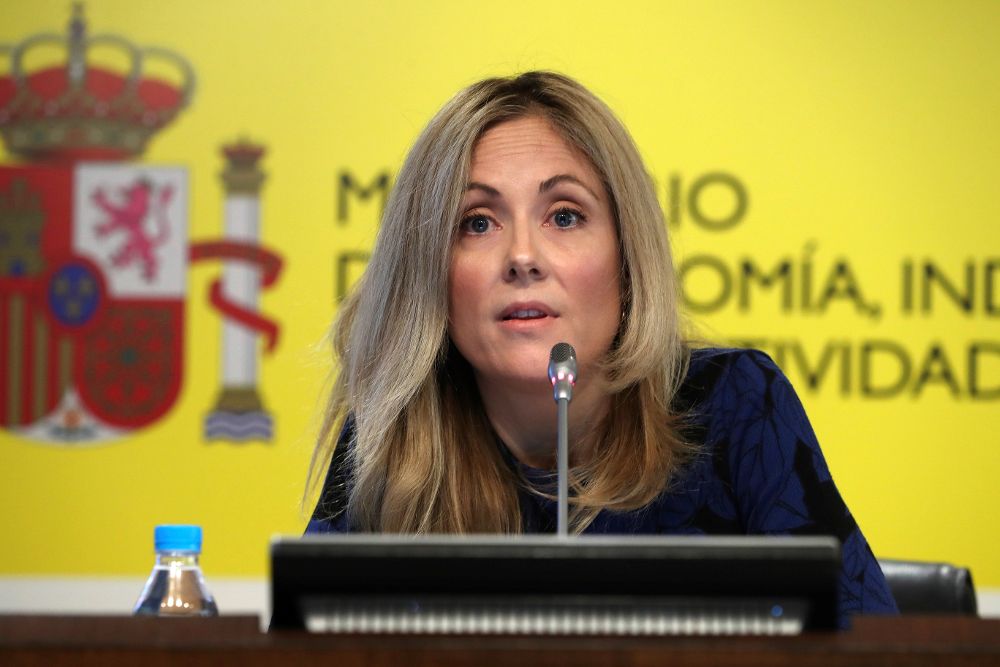 La secretaria general del Tesoro y Política Financiera, Emma Navarro, durante la rueda de prensa.