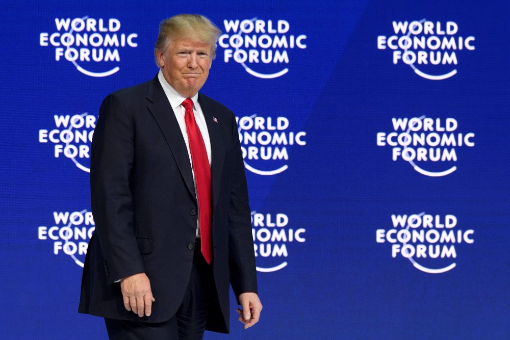 El presidente estadounidense, Donald J. Trump, durante una sesión plenaria del 48º Foro Económico Mundial de Davos (Suiza).