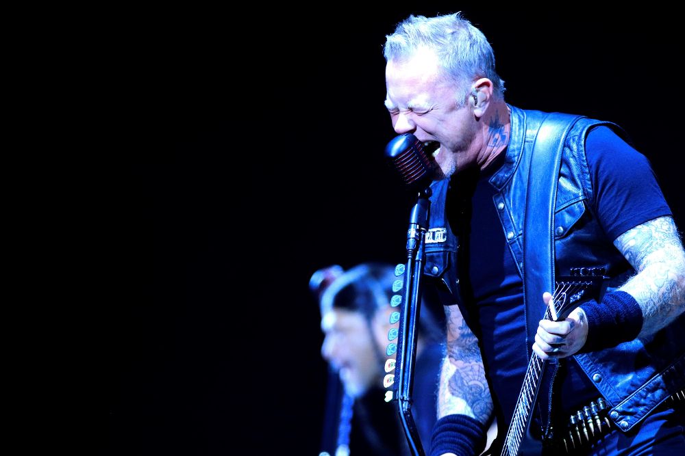 El guitarrista y cantante del grupo Metallica, el norteamericano James Hetfield, durante su reciente concierto en Madrid.