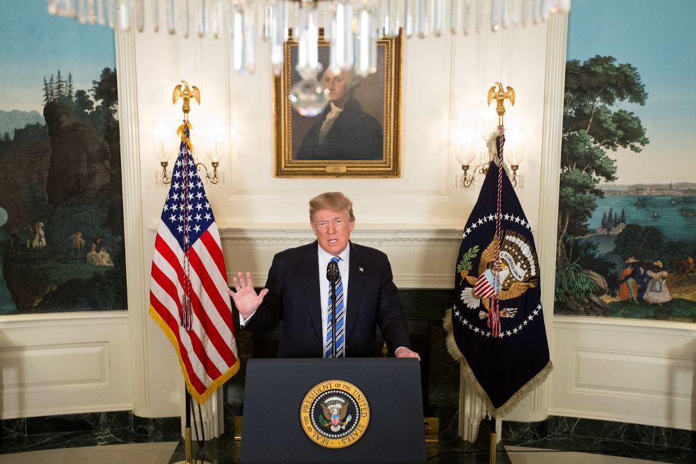 El presidente de los Estados Unidos, Donald Trump, ofrece un discurso sobre el "trágico tiroteo" de Parkland (Florida), en el que murieron 17 personas, en la Casa Blanca en Washington, Estados Unidos.