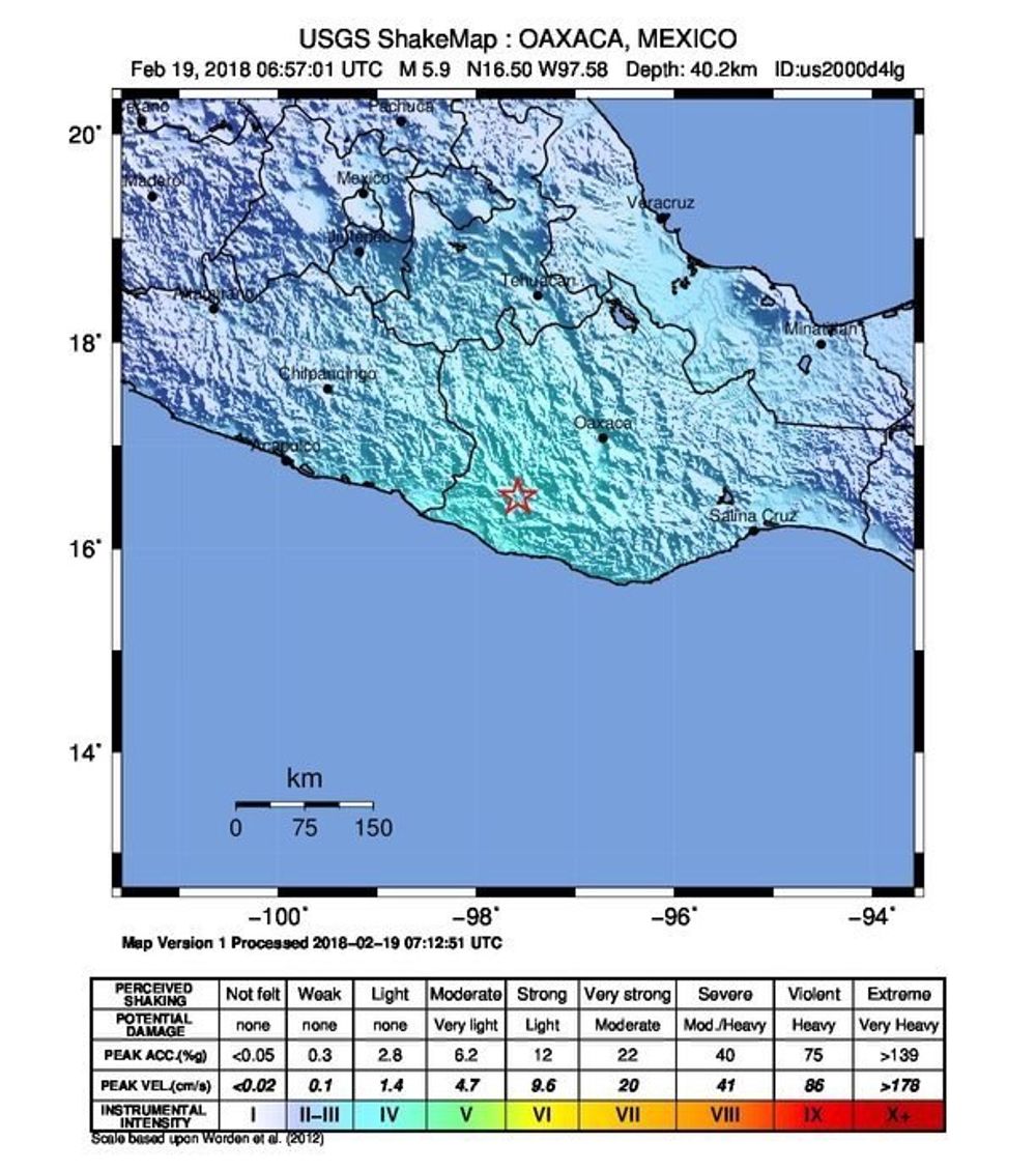 Mapa de temblores facilitada por la Agencia estadounidense de Supervisión Geológica (USGS).
