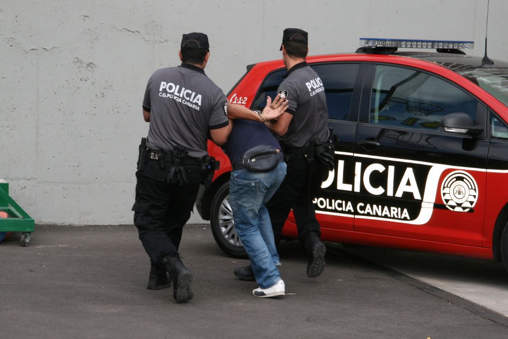 Agentes de la Policía Canaria en acción.