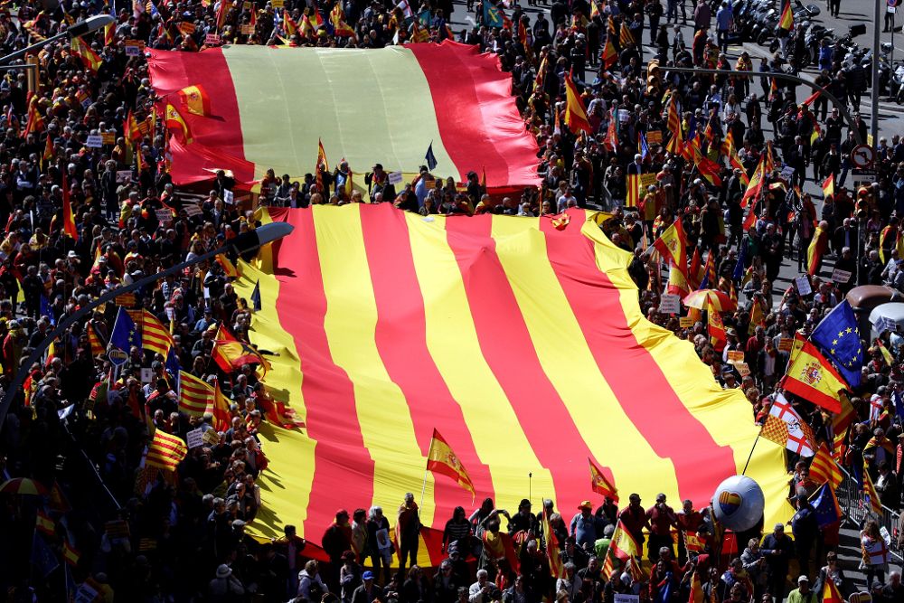 Imagen de la manifestación que Societat Civil Catalana (SCC) en Barcelona.