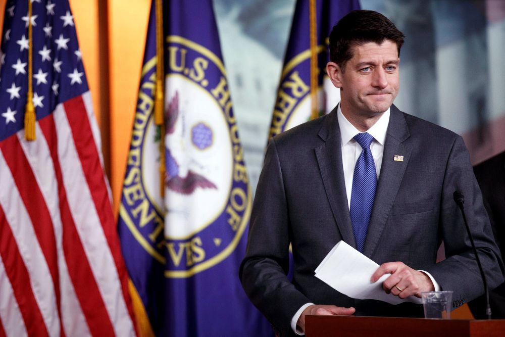 El presidente de la Cámara de Representantes, el republicano Paul Ryan, ofrece una rueda de prensa en el Capitio, en Washington.