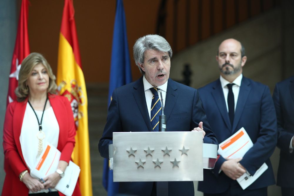 Rueda de prensa del presidente en funciones de la Comunidad de Madrid, Ángel Garrido.