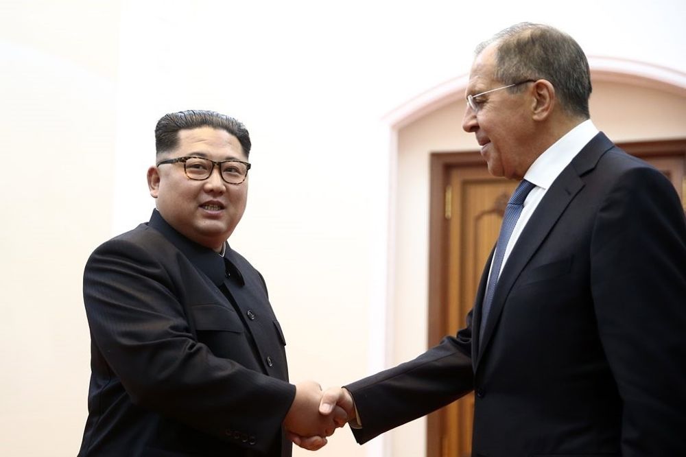 Kim Jong Un en su reunión con Lavrov en Pyongyang.
