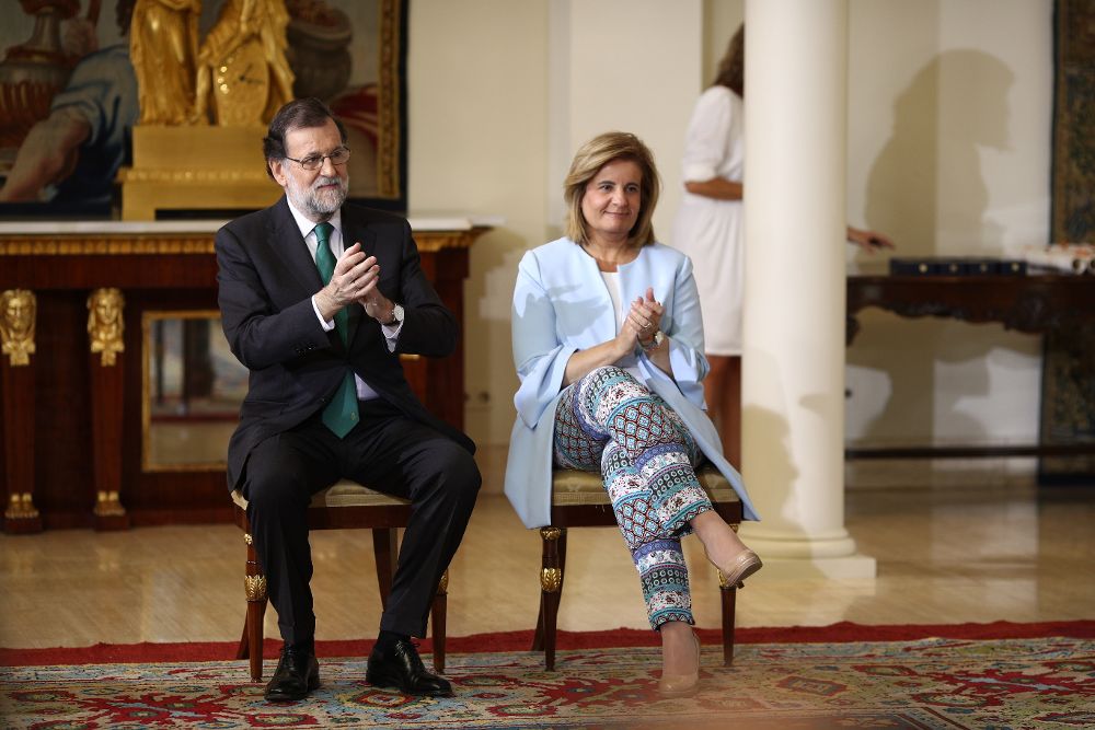 Rajoy y Fátima Báñez en el acto de entrega de las Medallas de Oro al Mérito en el Trabajo.