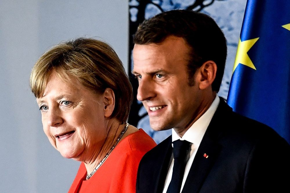 La canciller alemana, Angela Merkel, y el presidente francés Emmanuel Macron.