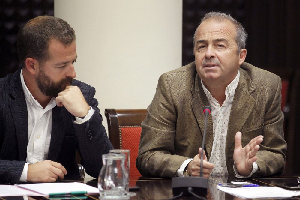 Los diputados de Podemos Francisco Deniz (d) y Juan José Marquez Fandiño.
